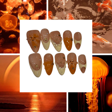 Ocean Sunset Acrylic Almond Press On Nail