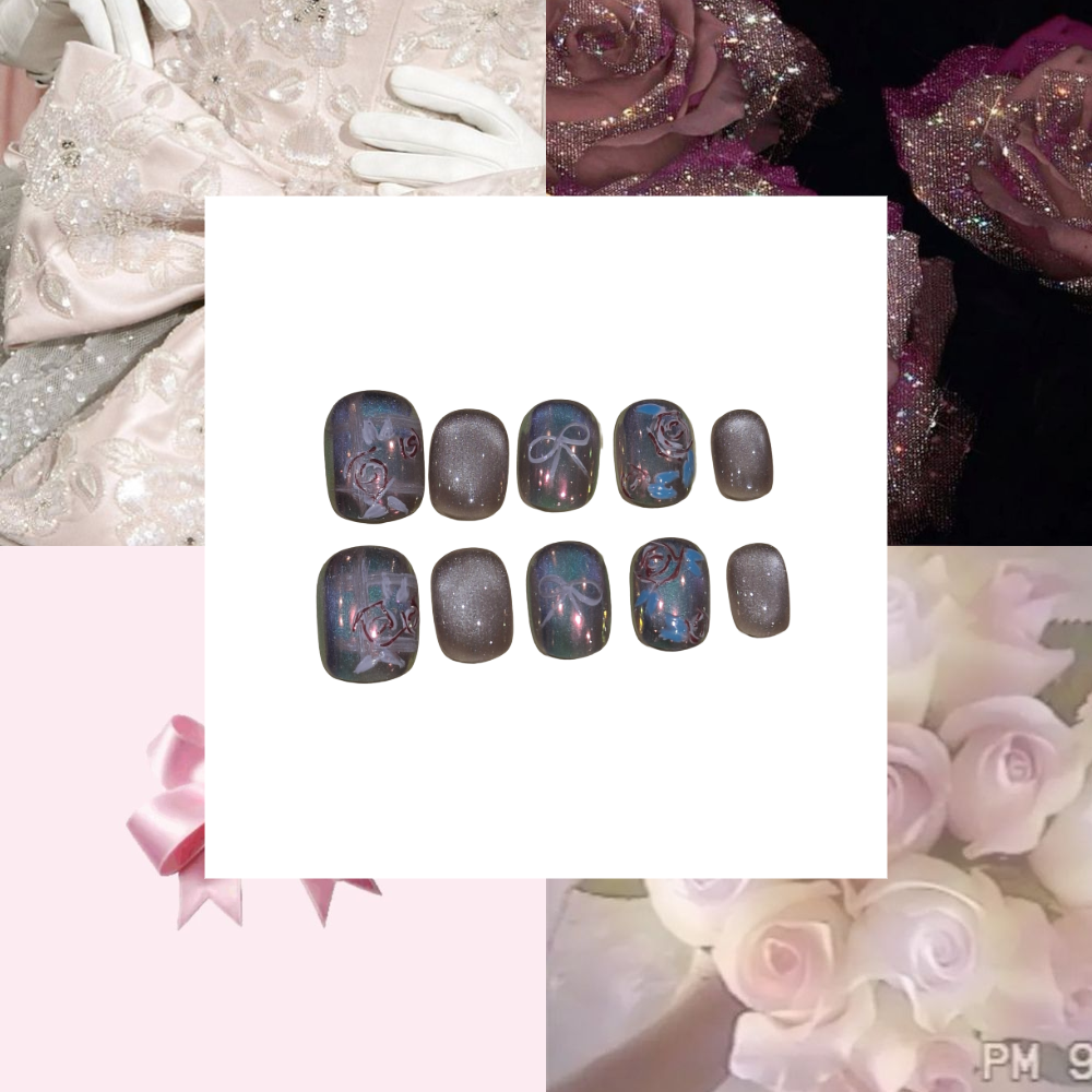 Rose Shimmer Acrylic Square Press On Nail