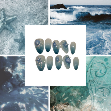 Soft Sea Acrylic Almond Press On Nail