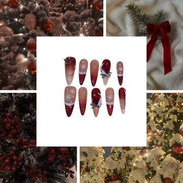 Festive Frost Acrylic Stiletto Press On Nail