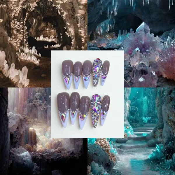 Crystal Cavern Acrylic Stiletto Press On Nail - MaYonail Store