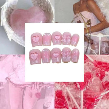 Cupids Bow Acrylic Coffin Press On Nail