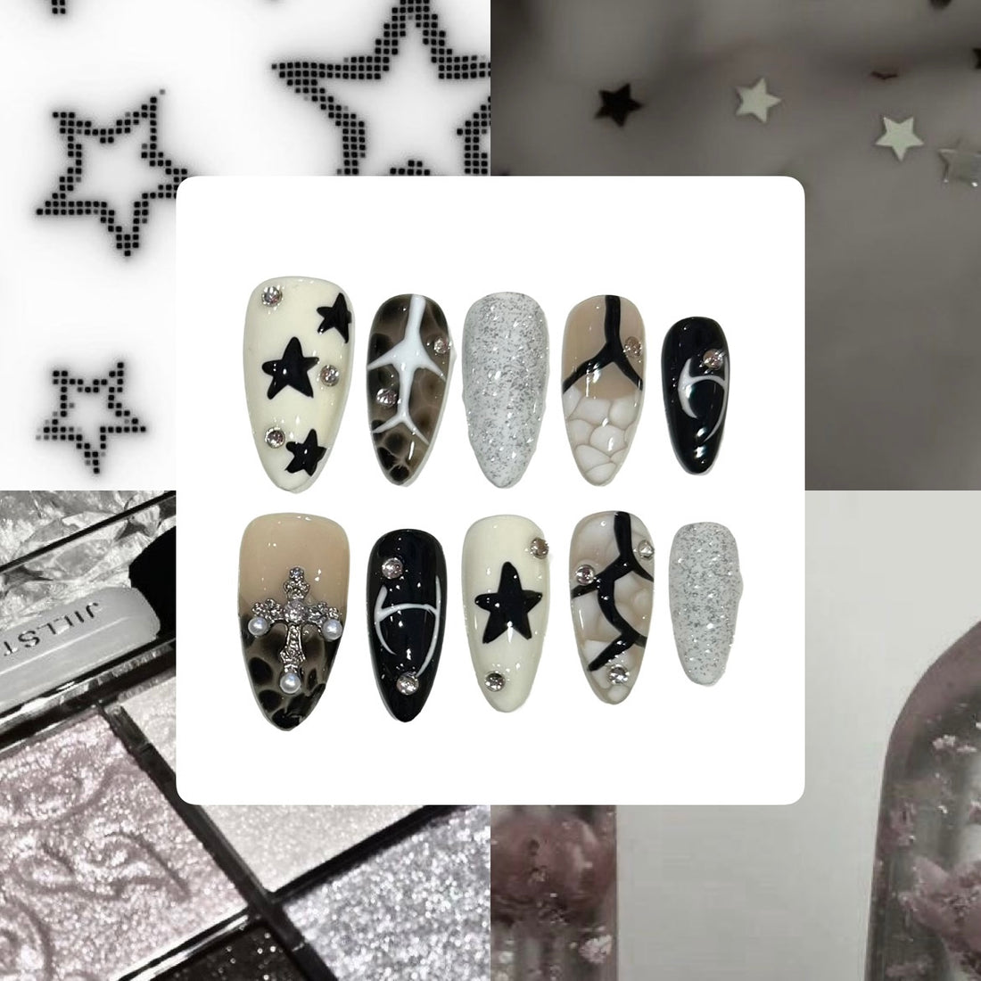 Shooting Star Acrylic Almond Press On Nail - MaYonail Store