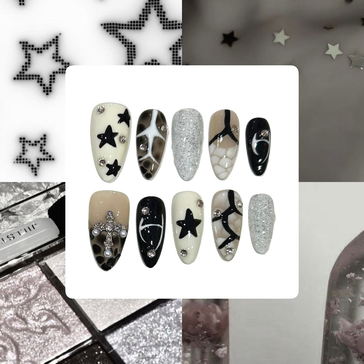 Shooting Star Acrylic Almond Press On Nail - MaYonail Store