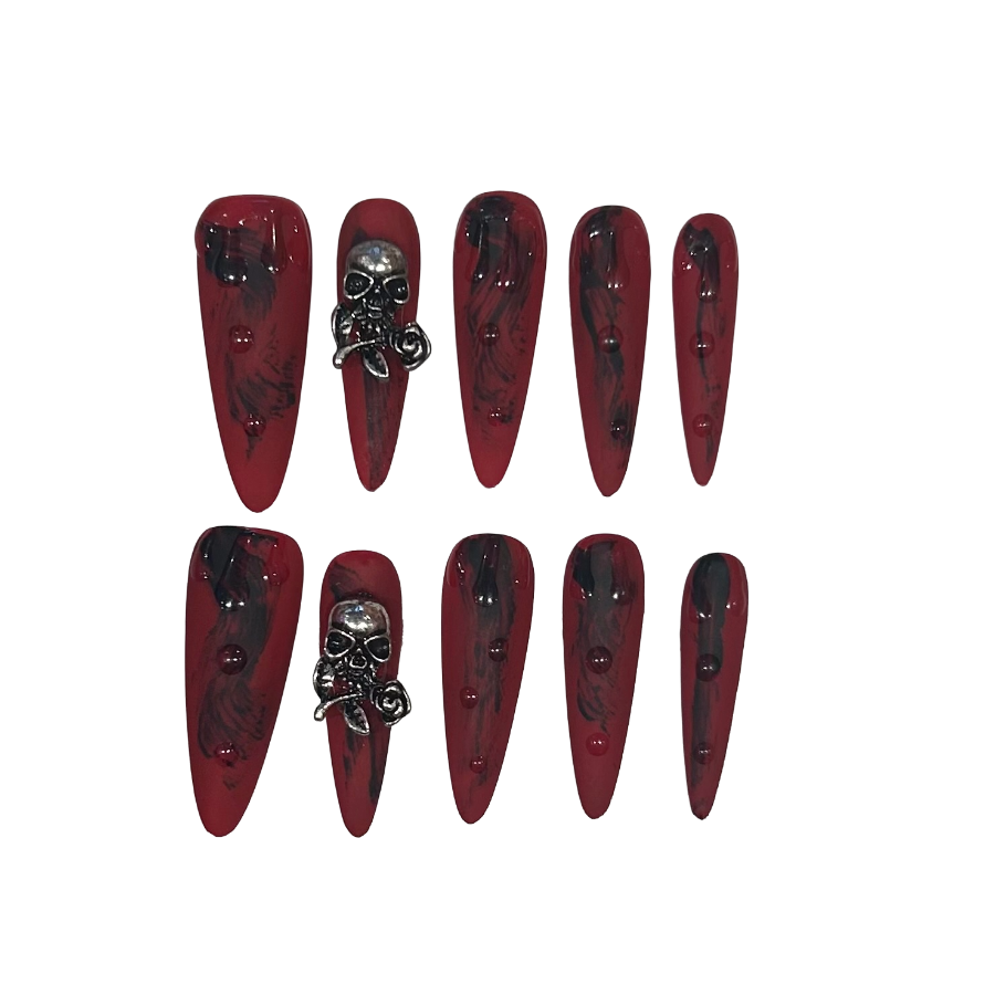 Crimson Death Stiletto Acrylic Press On Nail - MaYonail Store