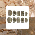 White Gold Elegance Acrylic Square Press On Nail - MaYonail Store