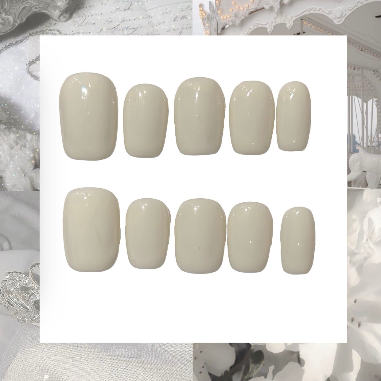 Cream Acrylic Square Press On Nail - MaYonail Store