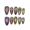 Chrome Flora Acrylic Almond Press On Nails - MaYonail Store
