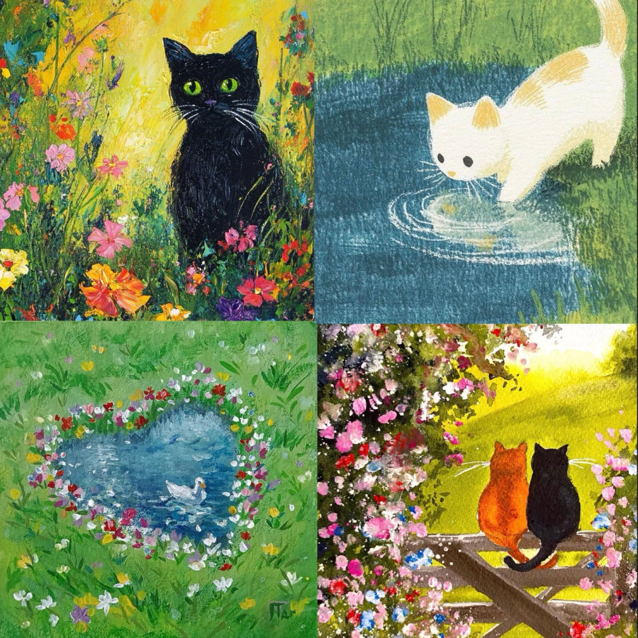 Kitty Scribbles Acrylic Square Press On Nail - MaYonail Store