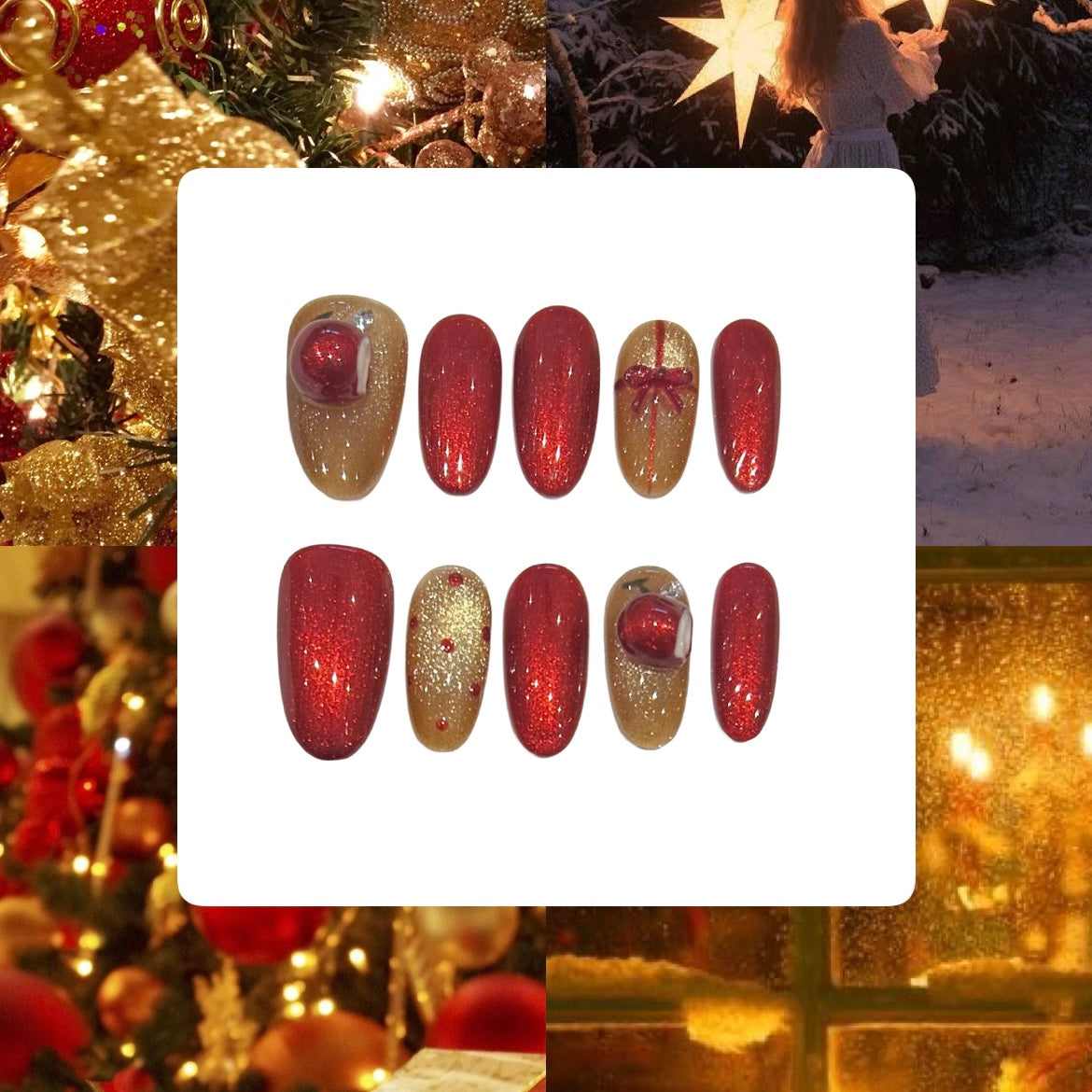 Cranberry Acrylic Almond Press On Nail