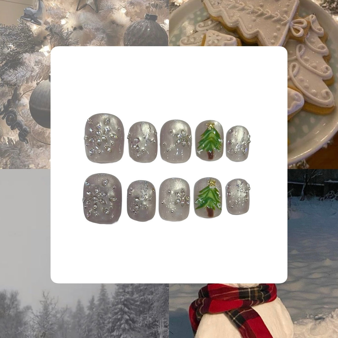 Snow Globe Acrylic Square Press On Nail