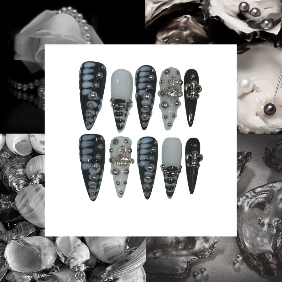 Pearl Shadow Acrylic Stiletto Press On Nail - MaYonail Store