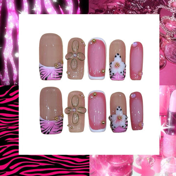 Fuchsia2K Acrylic Square Press On Nail