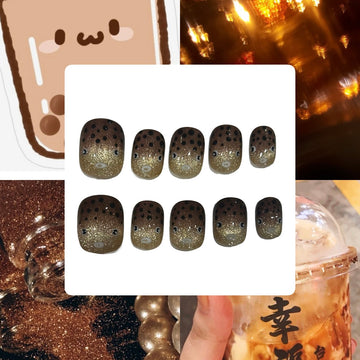 Bubble Glitter Acrylic Square Press On Nail L289