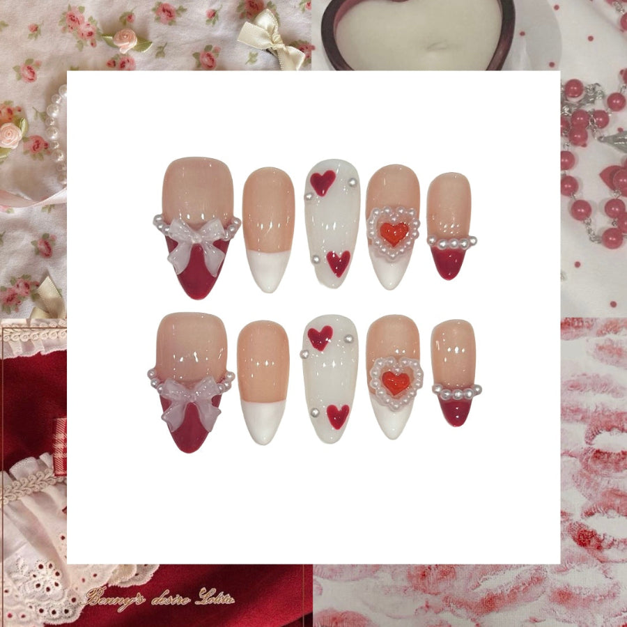 Valentine Acrylic Almond Press On Nail - MaYonail Store