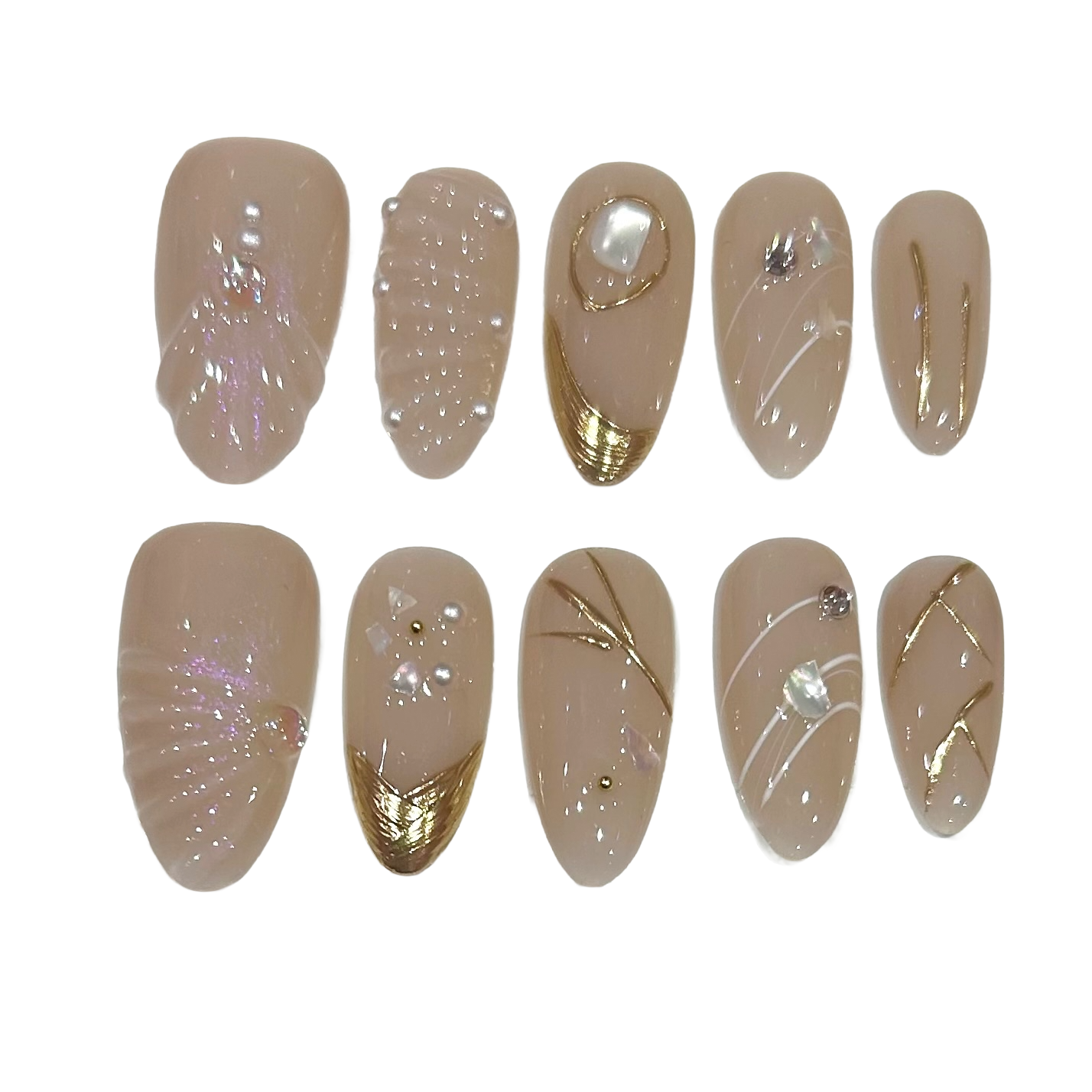 Midnight Shimmer Acrylic Almond Press On Nail - MaYonail Store