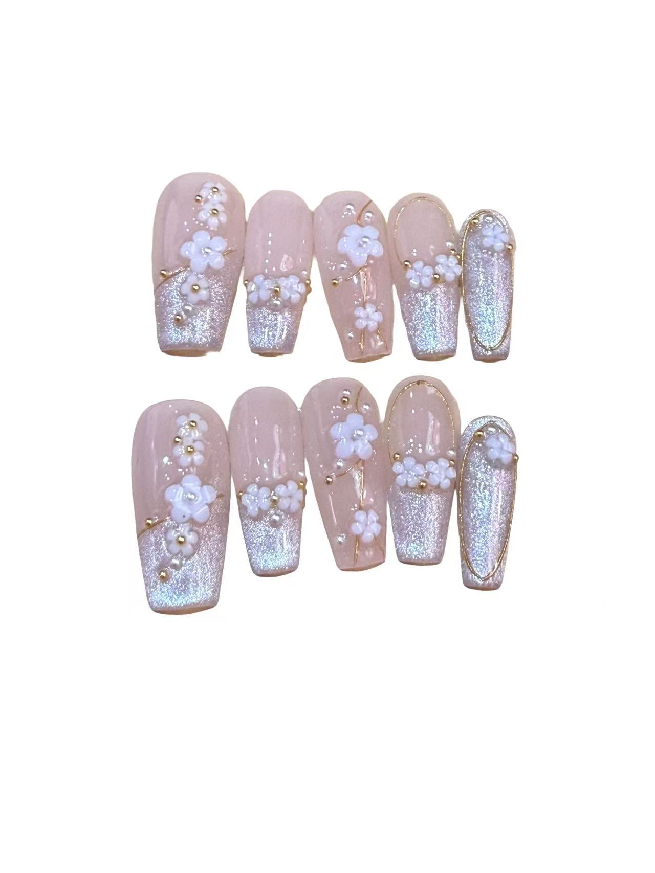 Flower Tower Acrylic Coffin Press On Nail - MaYonail Store
