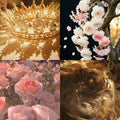 Flowers Gold Acrylic Coffin Press On Nail - MaYonail Store