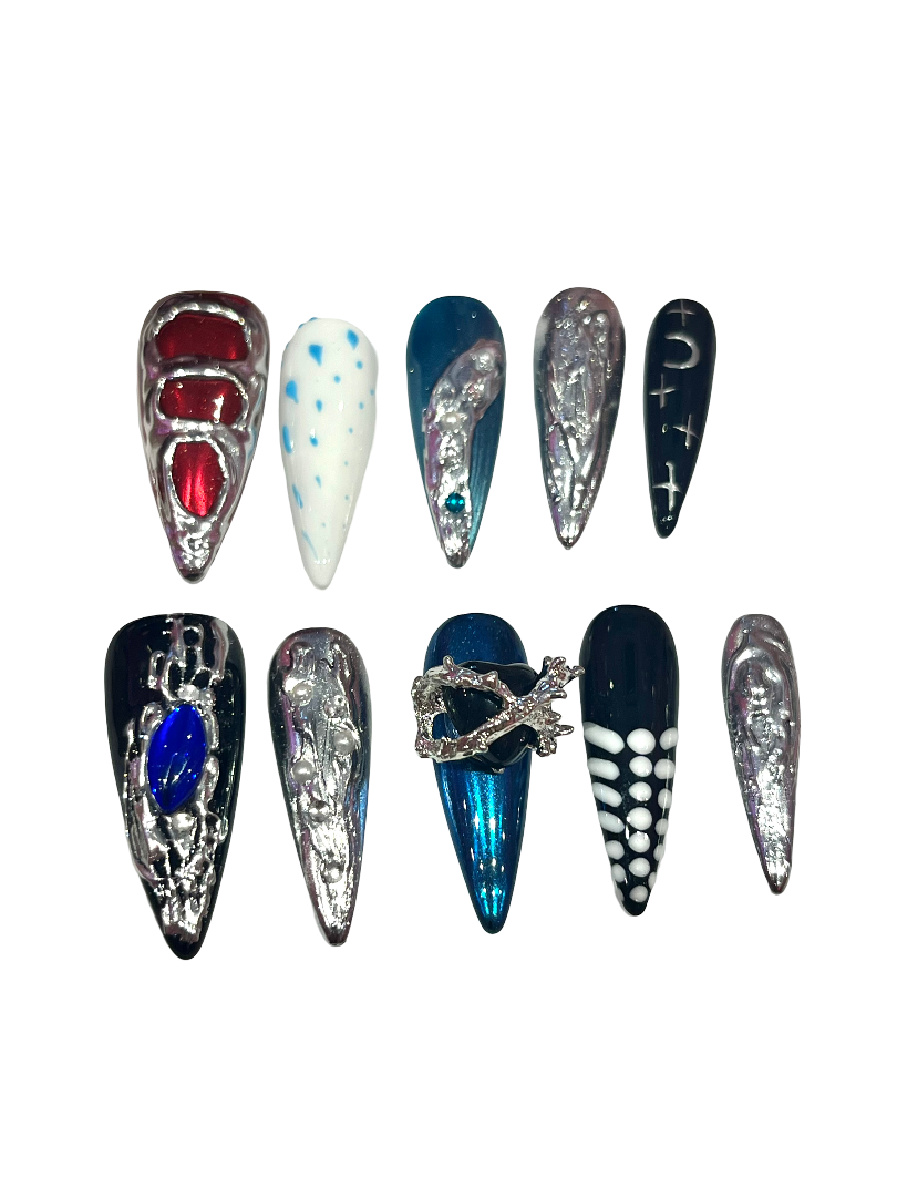 Gilded Galaxy Acrylic Stiletto Press On Nail - MaYonail Store