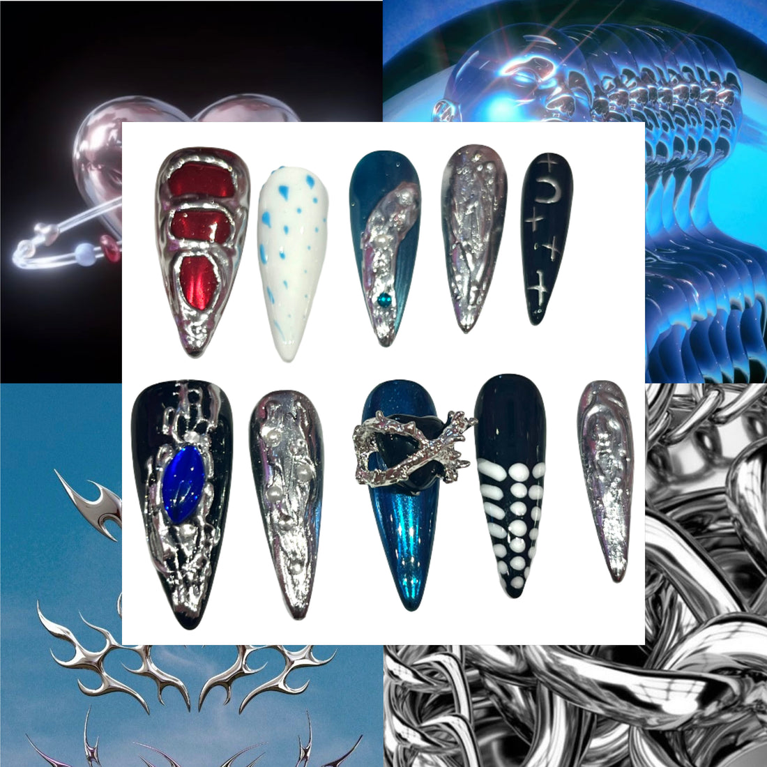 Gilded Galaxy Acrylic Stiletto Press On Nail - MaYonail Store