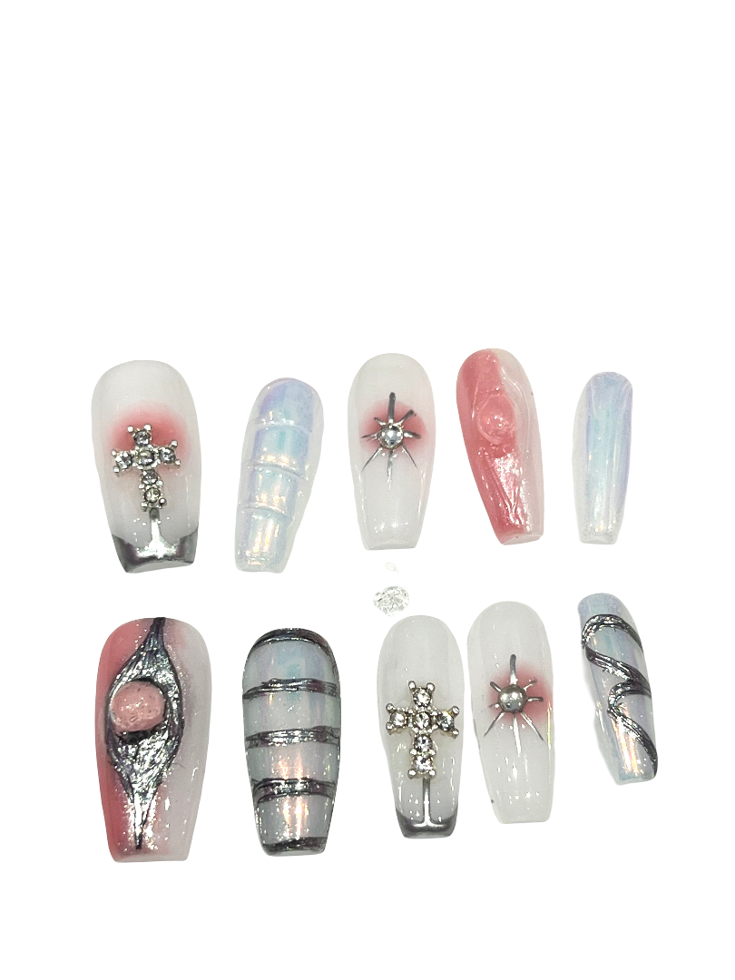 Pastel Chrome Acrylic Square Press On Nail - MaYonail Store