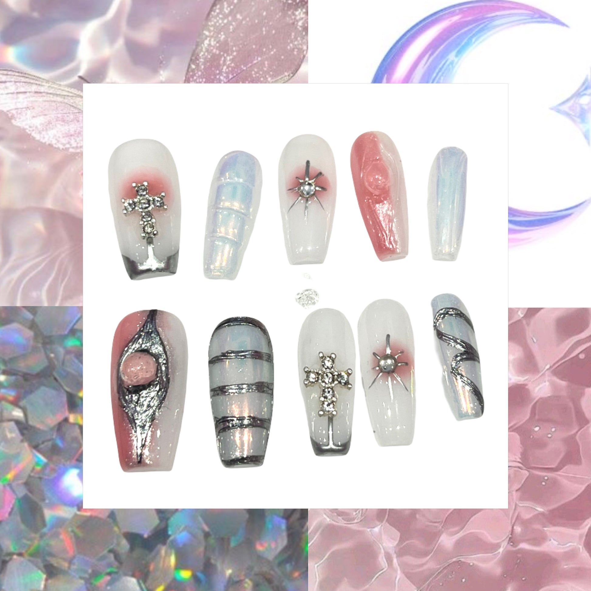 Pastel Chrome Acrylic Square Press On Nail - MaYonail Store