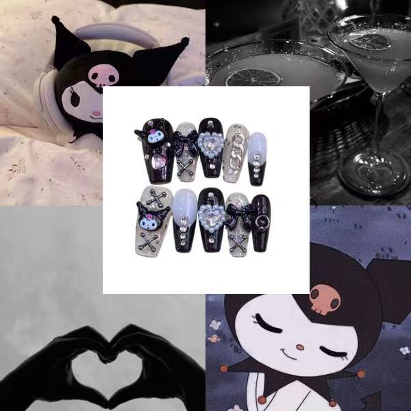 Kuromi Glam Acrylic Coffin Press On Nail - MaYonail Store