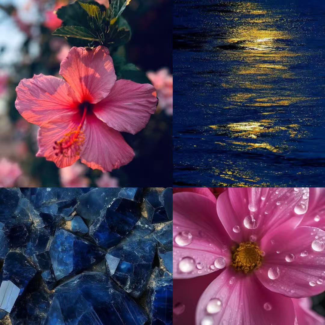 Midnight Poinsettia Acylic Almond Press On Nail