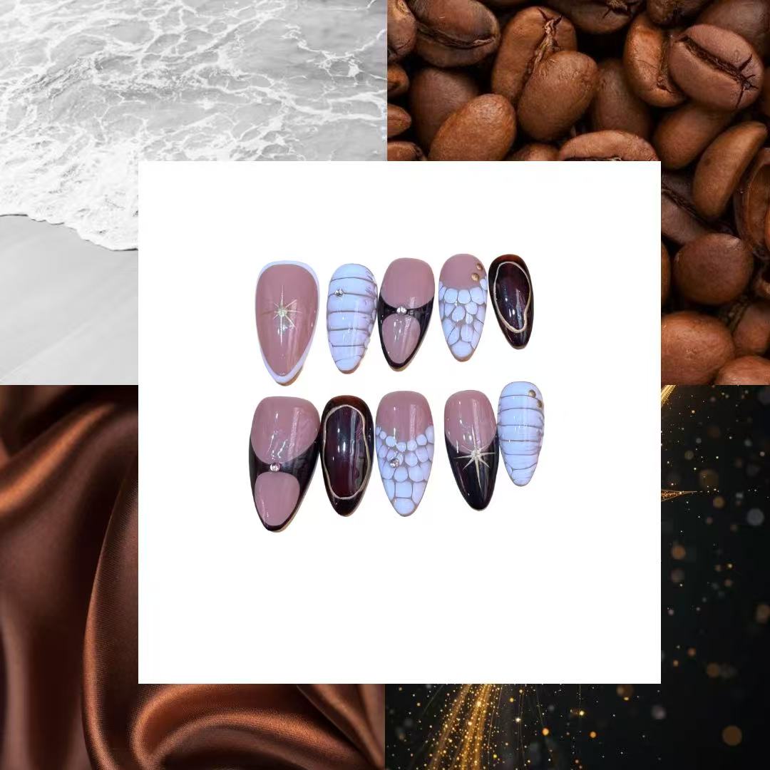 Mocha Luxe Acrylic Almond Press On Nail - MaYonail Store