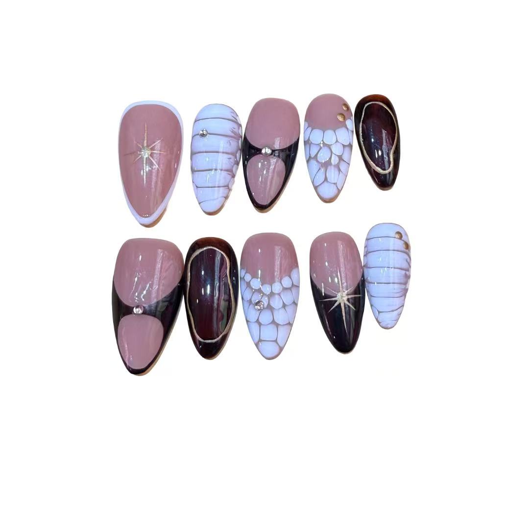 Mocha Luxe Acrylic Almond Press On Nail - MaYonail Store