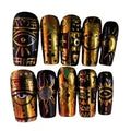 Pharaohs Gold Acrylic Square Press On Nail - MaYonail Store