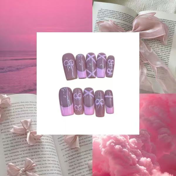 Pretty Pink Acrylic Square  Press On Nail - MaYonail Store