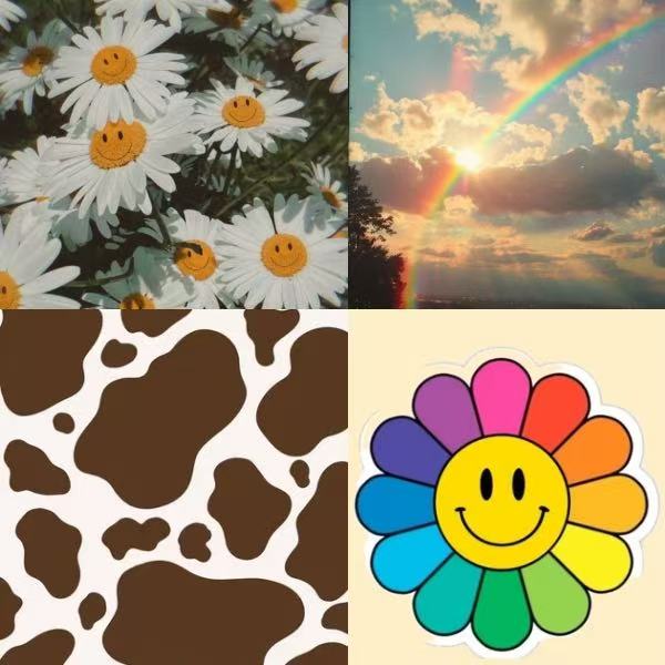 Rainbow Smiles Acrylic Square  Press On Nail - MaYonail Store