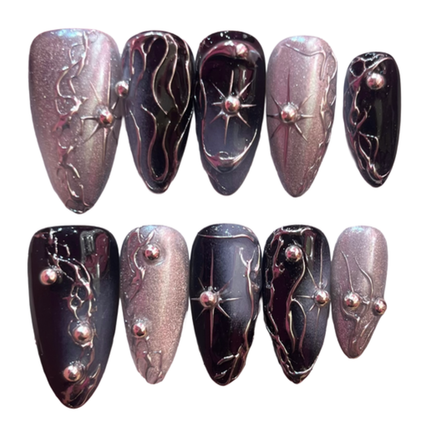 Starry Night Acrylic Almond Press On Nail - MaYonail Store