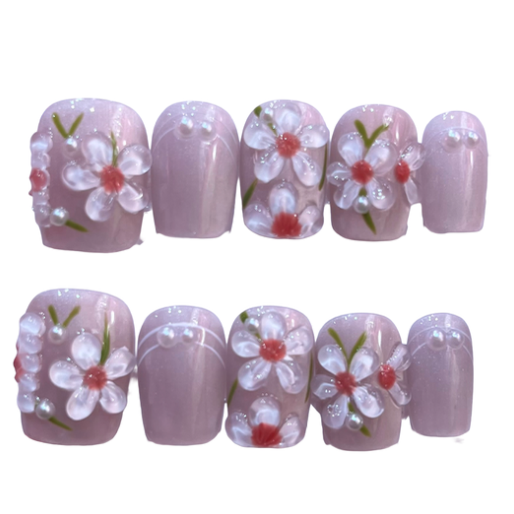 Crystal Daisies Acrylic Square Press On Nail - MaYonail Store