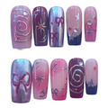 Pink Galaxy Acrylic Square Press On Nail - MaYonail Store
