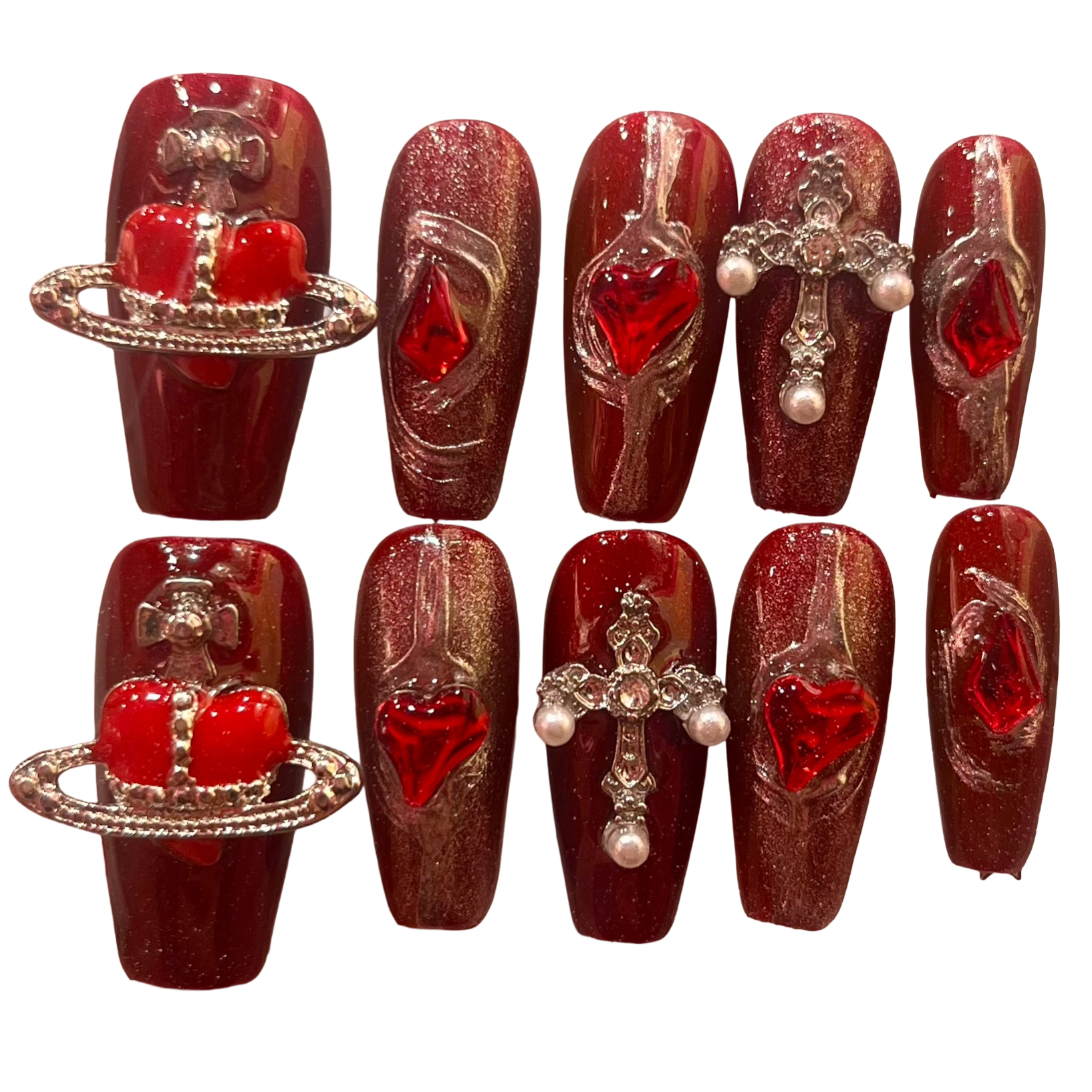 Bleeding Hearts Acrylic Coffin Press On Nail - MaYonail Store