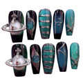 Green Royalty Acrylic Coffin Press On Nail - MaYonail Store