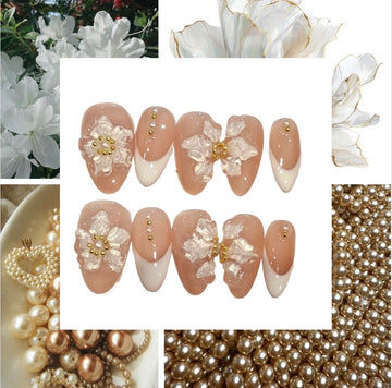 White Tips Acrylic Almond Press On Nail