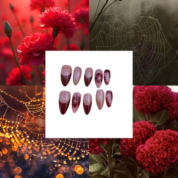 Spider Flower Acrylic Almond  Press On Nail