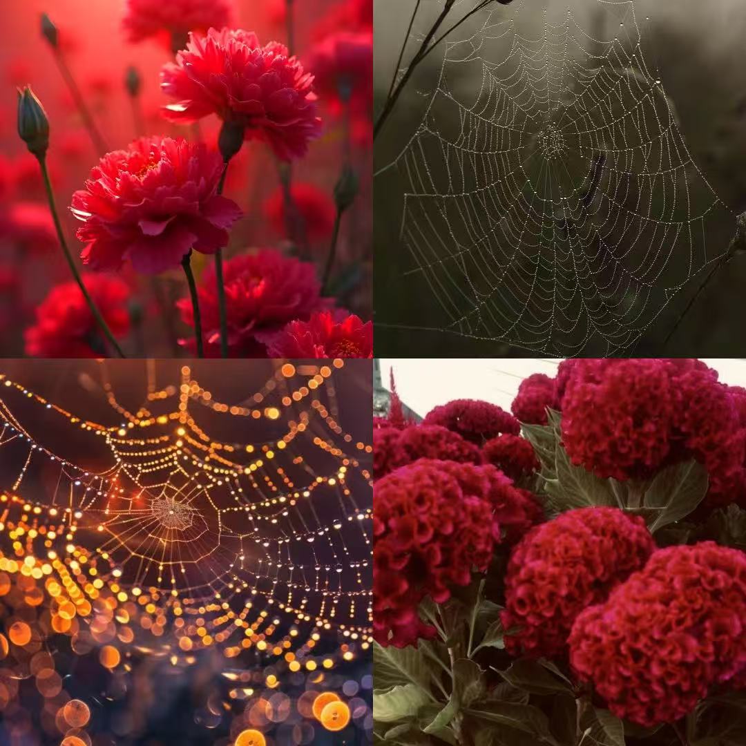 Spider Flower Acrylic Almond  Press On Nail