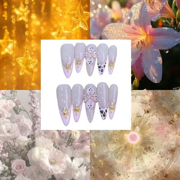 Star Flower Acrylic Stiletto  Press On Nail - MaYonail Store