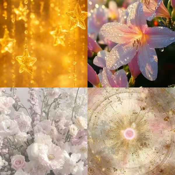 Star Flower Acrylic Stiletto  Press On Nail