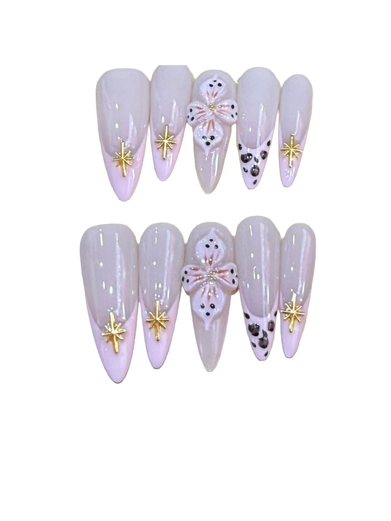 Star Flower Acrylic Stiletto  Press On Nail - MaYonail Store
