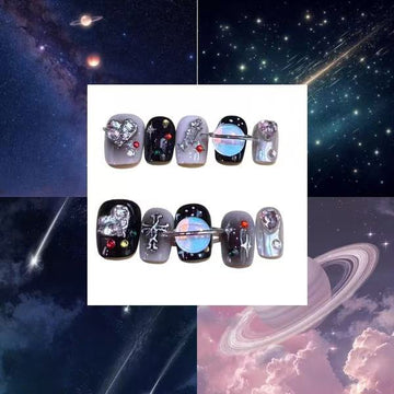 Starshower Falls Acrylic Coffin Press On Nail