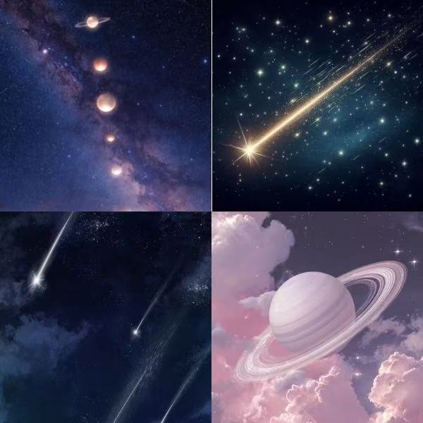 Starshower Falls Acrylic Coffin Press On Nail