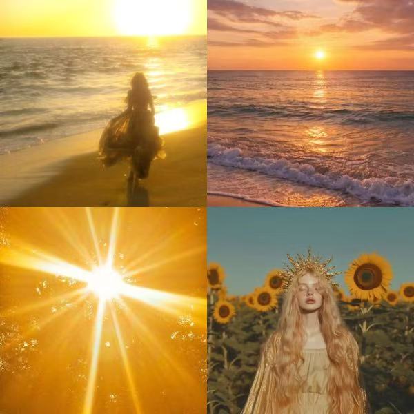 Sun Goddess  Acrylic Almond Press On Nail