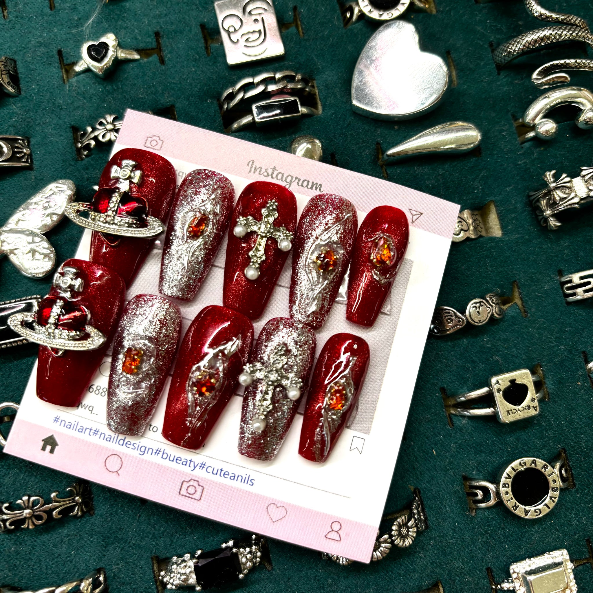 The Red Queen Acrylic Coffin Press On Nail