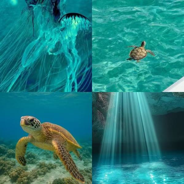 Turtle Sea Acrylic Coffin Press On Nail