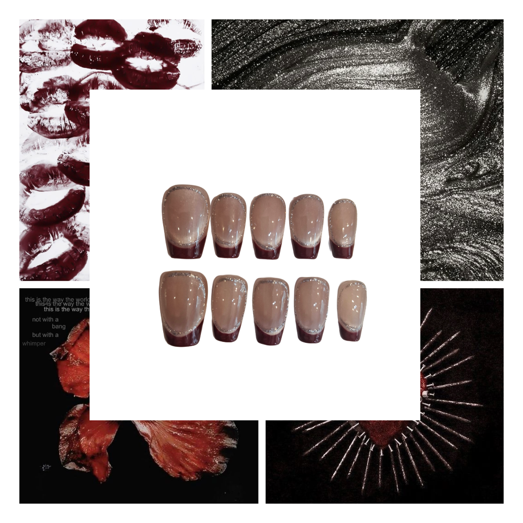 Deep Burgundy Acrylic Square Press On Nail